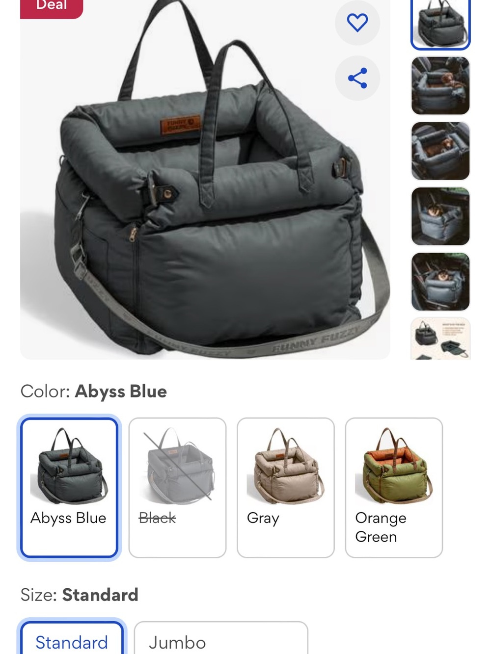 NWT FunnyFuzzy Urban Voyager Car Booster Seat  Dog Bed, Abyss Blue, Standard